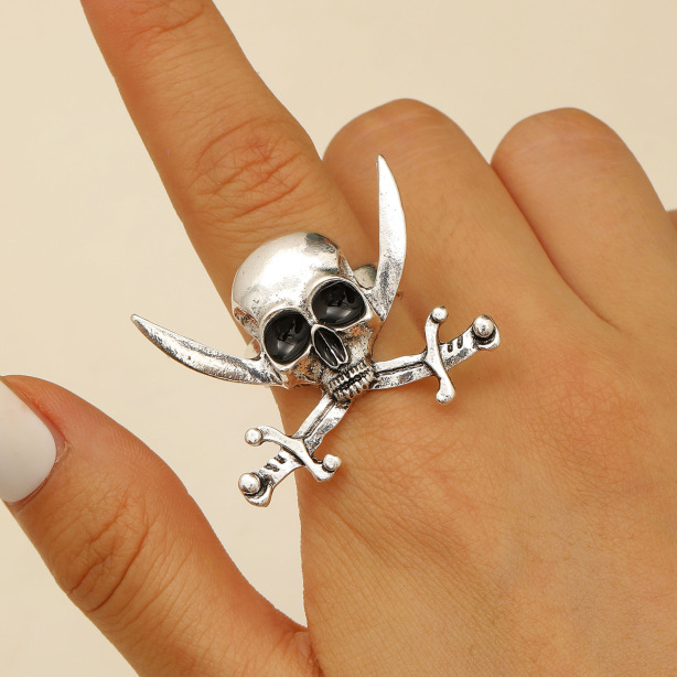 Halloween Skull Pirate Adjustable Opening Ring