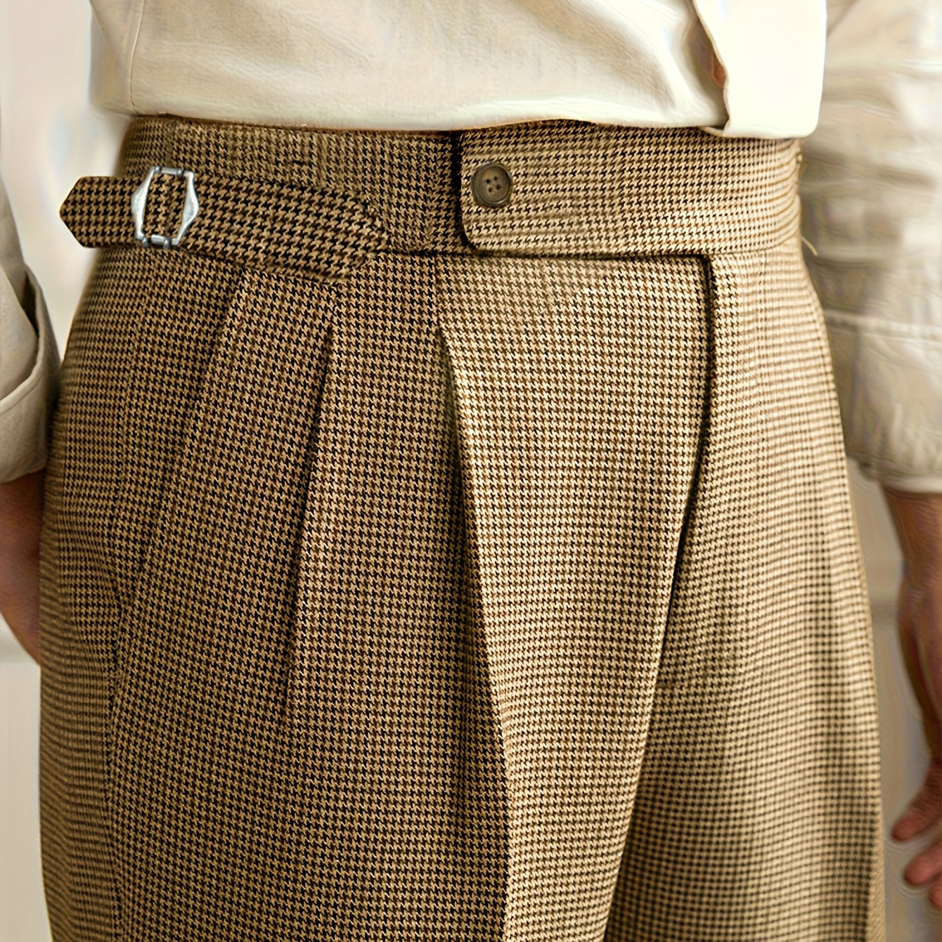 Mens Retro Houndstooth Fashionable Casual Pants
