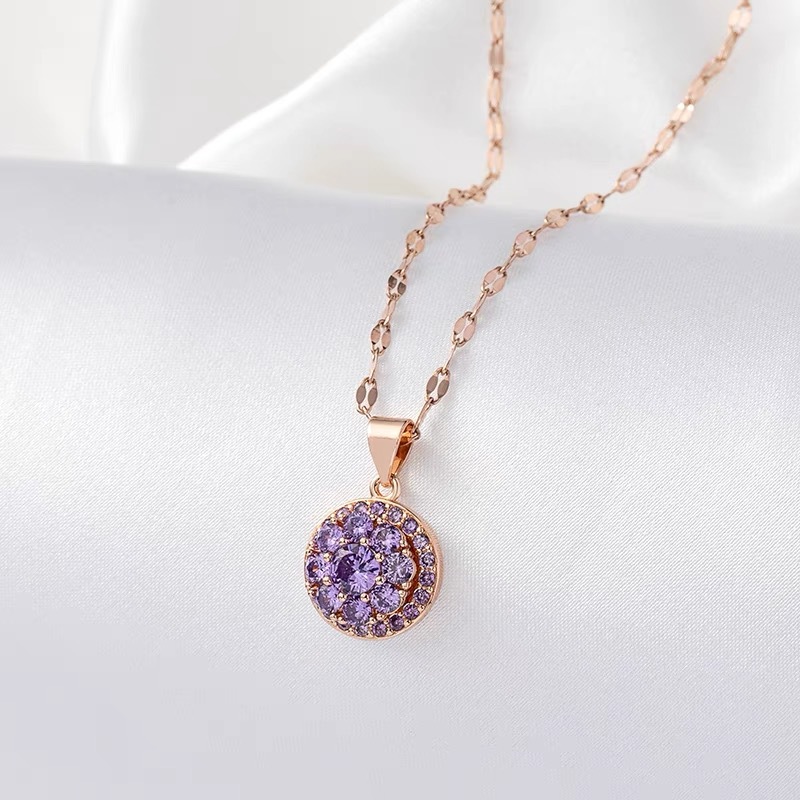 Rotatable Round Zircon Necklace For Women