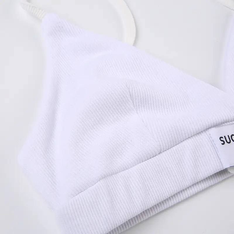 Contrast Color Binding Letters Embroidery Sexy Bikini Underwear Suit