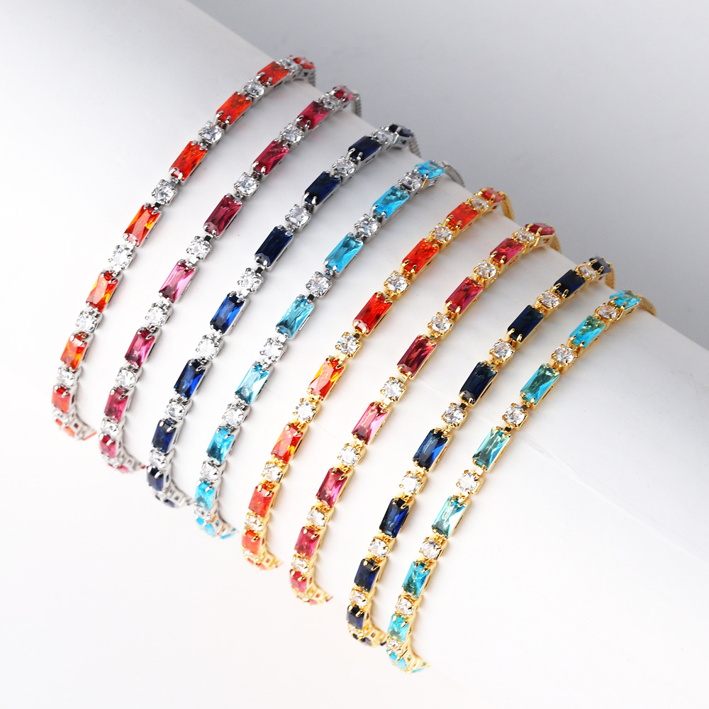 European And American Fashion Color Zircon Stretch Bracelet Ins Niche