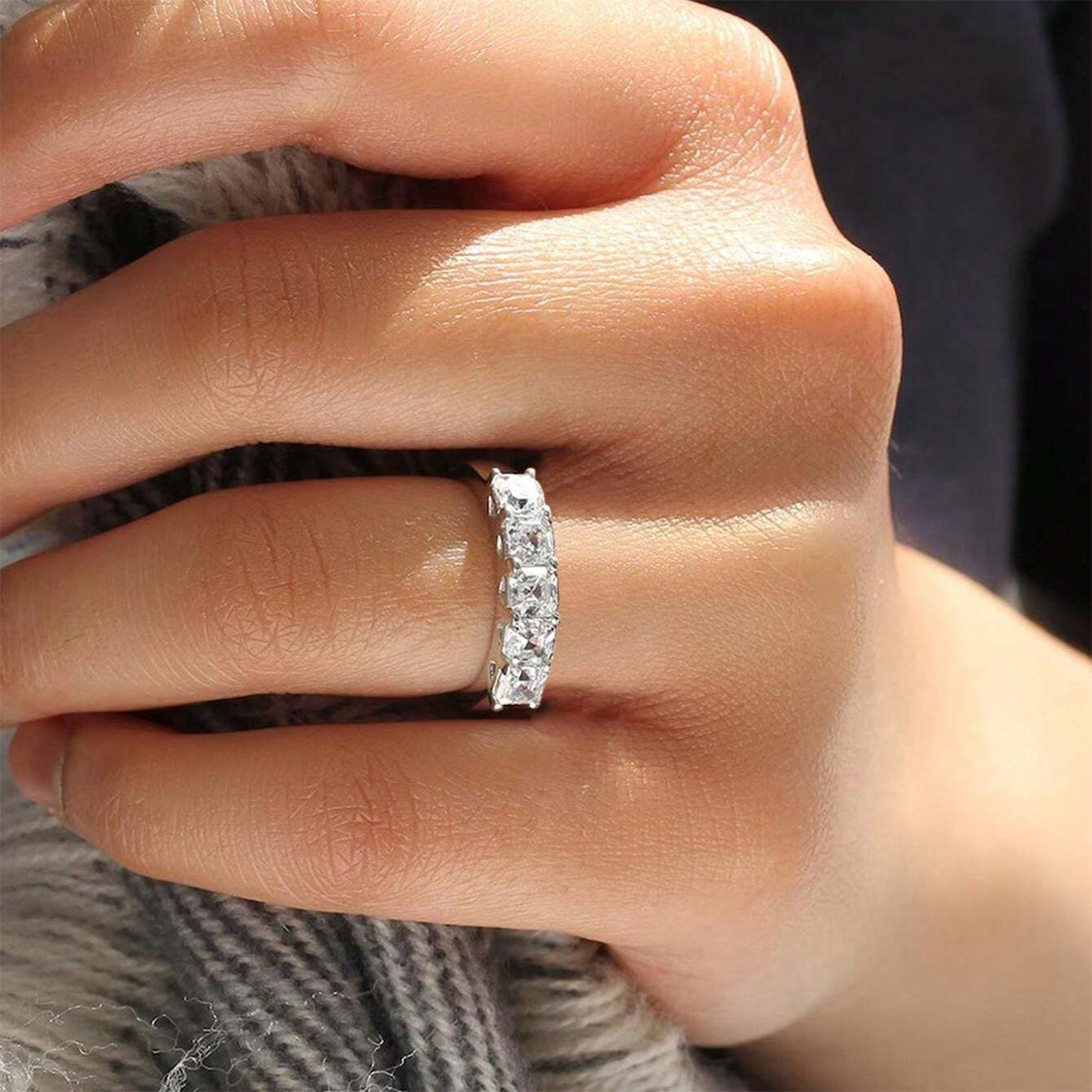 White Gold Color Zircon Ring, picture 4 of 4
