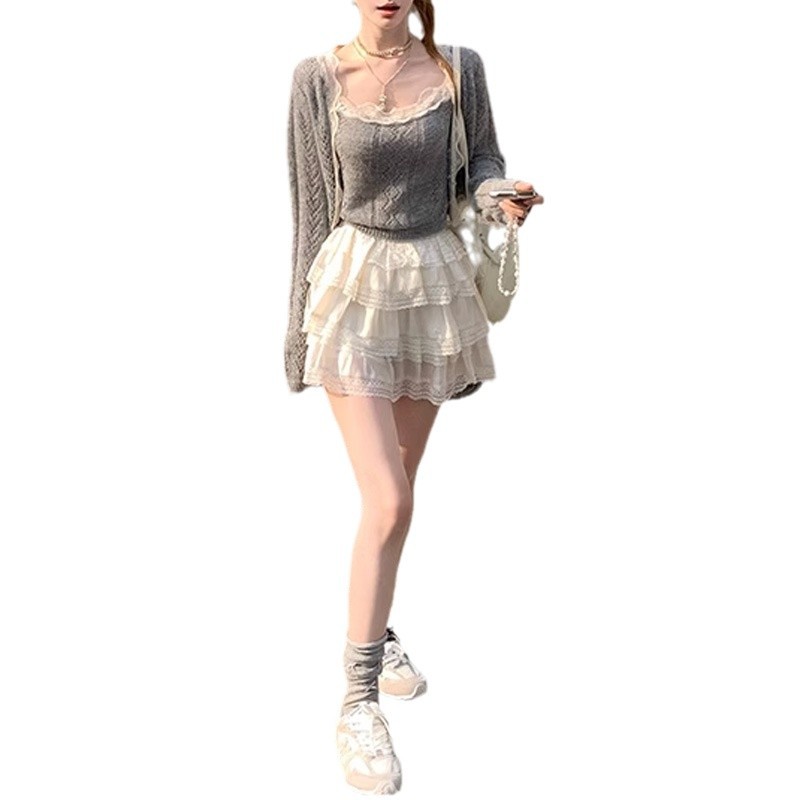 Fashion Rhombus Strappy Cardigan Suit Women