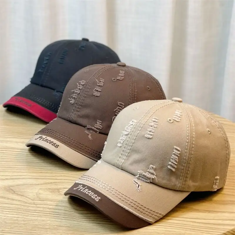 Double-stitching Shabby Embroidered Letter Baseball Cap