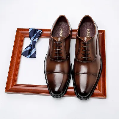Men's Dress Shoes Inner Height Increasing Leather Shoes British Style