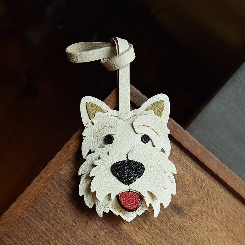 Genuine Leather Handmade Car Key Pendant Bag Hanging Ornament Cute Pet Gift Leather Rope Style - Shop at LoveMi
