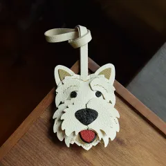 Genuine Leather Handmade Car Key Pendant Bag Hanging Ornament Cute Pet Gift - Leather Rope Style - View 1
