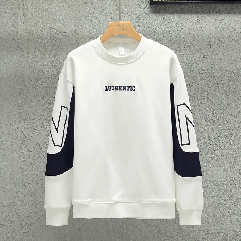 Loose Color Matching Round Neck Long Sleeve T-shirt Casual Top
