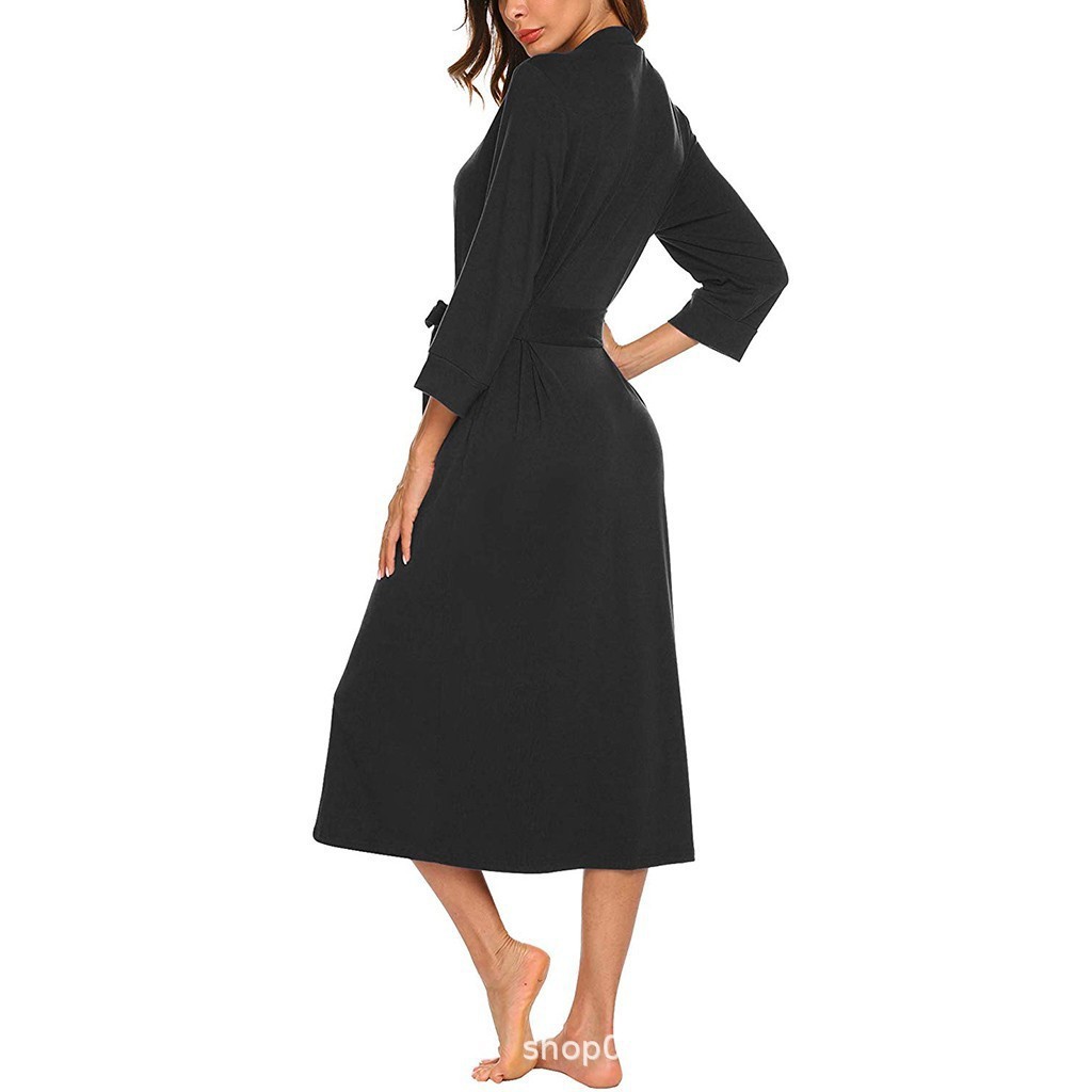 Women's European And American Style Nightgown Solid Color V-neck 3