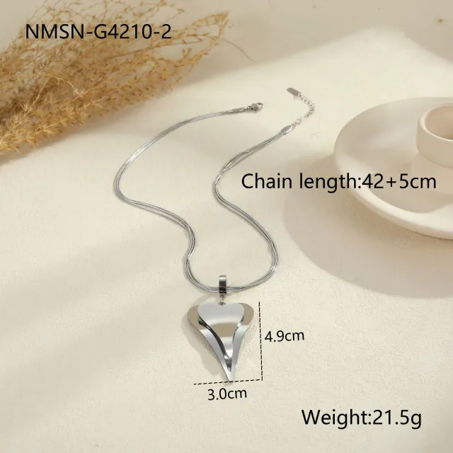 Double Heart Snake Bones Chain Stainless Steel Design Sense Steel Necklace - Shop at LoveMi