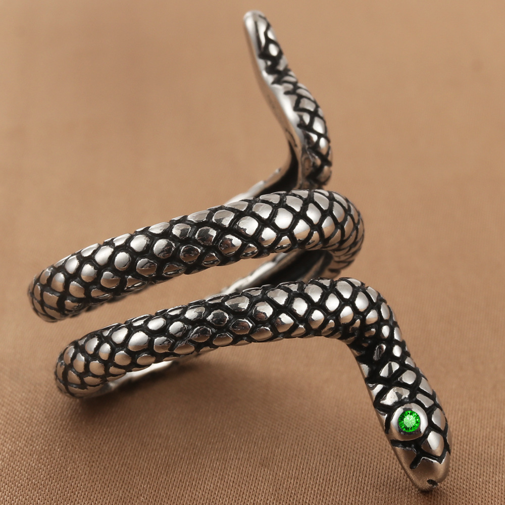 Titanium Steel Vintage Stainless Steel Snake Animal Ring