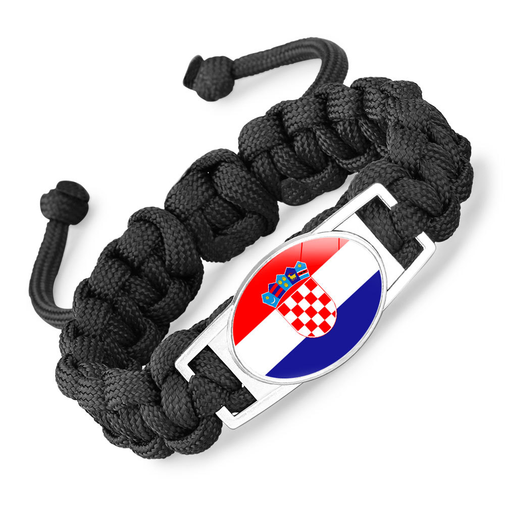 Flag-pattern Woven Adjustable Paracord Bracelet