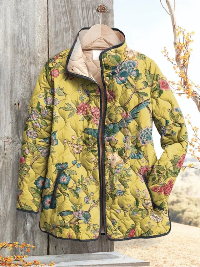 Women's Fashion Tuck Cotton Digital Printed Cotton padded Jacket Style 13 3Xl - Shop at LoveMi