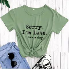 Dog Lovers Theme T-shirt Round Neck Short Sleeve Foreign Trade T-shirt - Olive Green Black - View 1