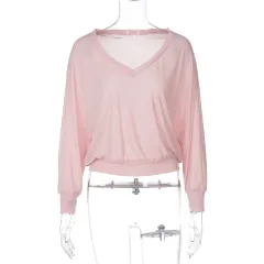 Women's See-through Waist-controlled Long Sleeves Top - Pink - View 1