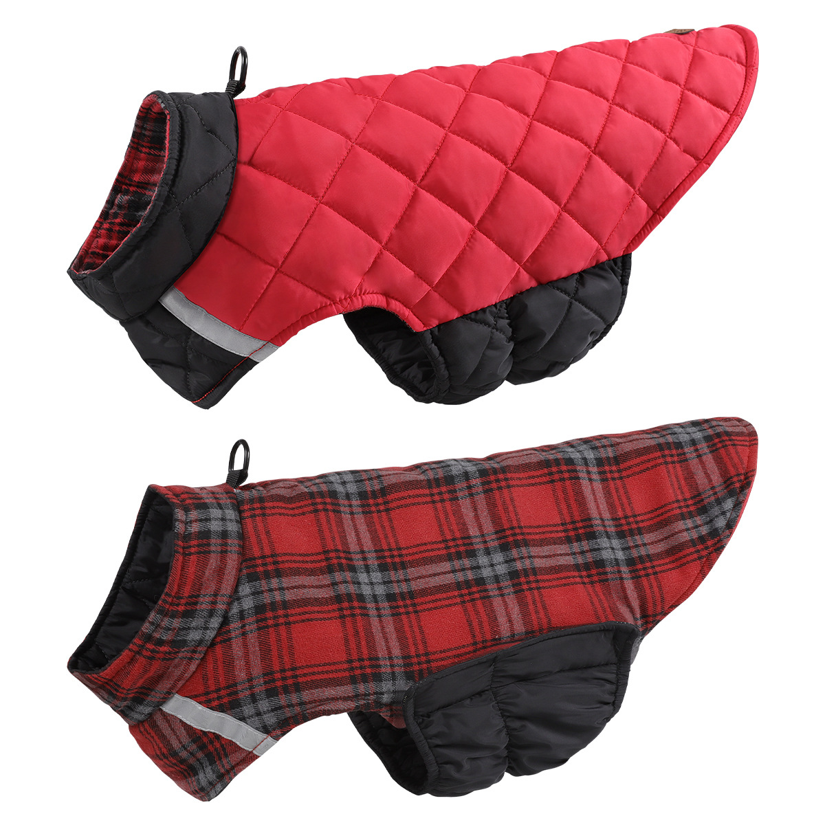 Dog Clothes For FallWinter Double-Sided Pet Apparel Reflective Plaid Dog Vest Pet Dog Clothing