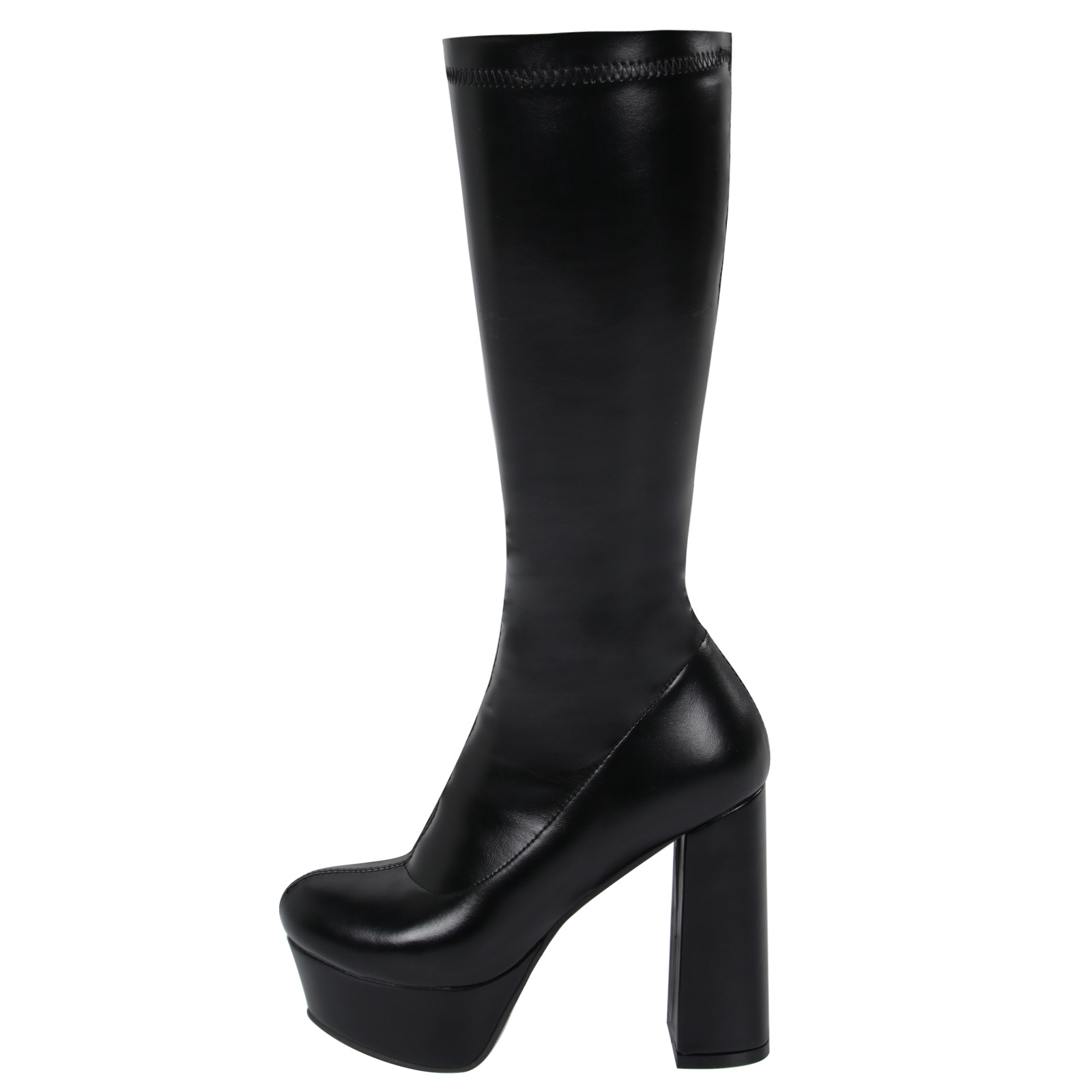 High-elasticity Mid-calf Womens Leather Boots With A Leopard Print