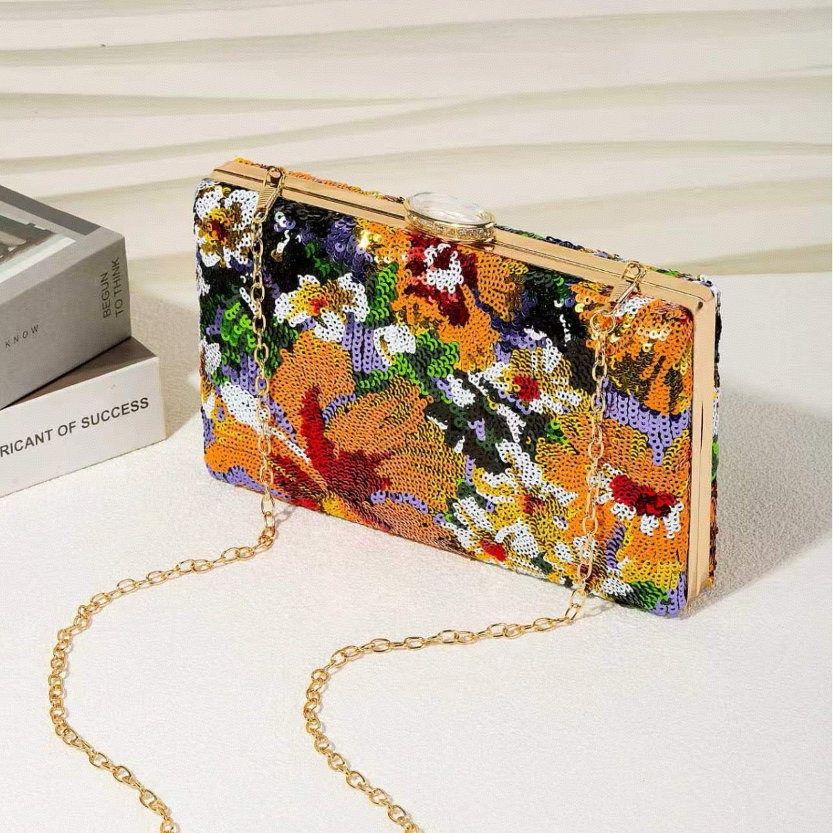 Multi-color Bright Sequin Chain Bag Women's Messenger Bag Small Square Bag Dinner Bag