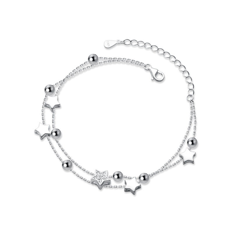 Title 1, Silver-Plated Pentagram And Diamond Double Brac...