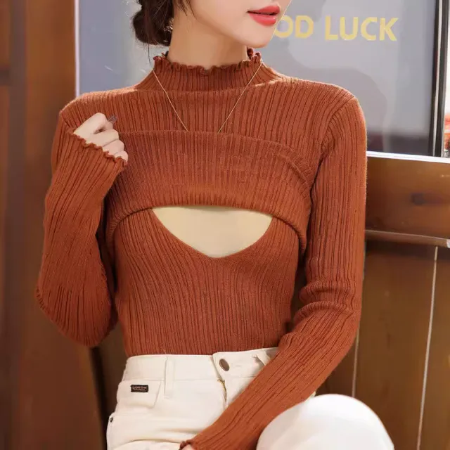 Breastfeeding Bottoming Shirt Sweater Clothing Keep Warm Inner Match Orange - Shop at LoveMi