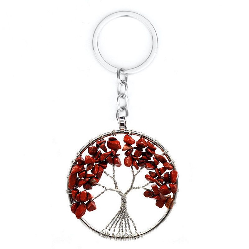 Title 9, 7 Colors Natural Crystal Gravel Tree of Life Ke...