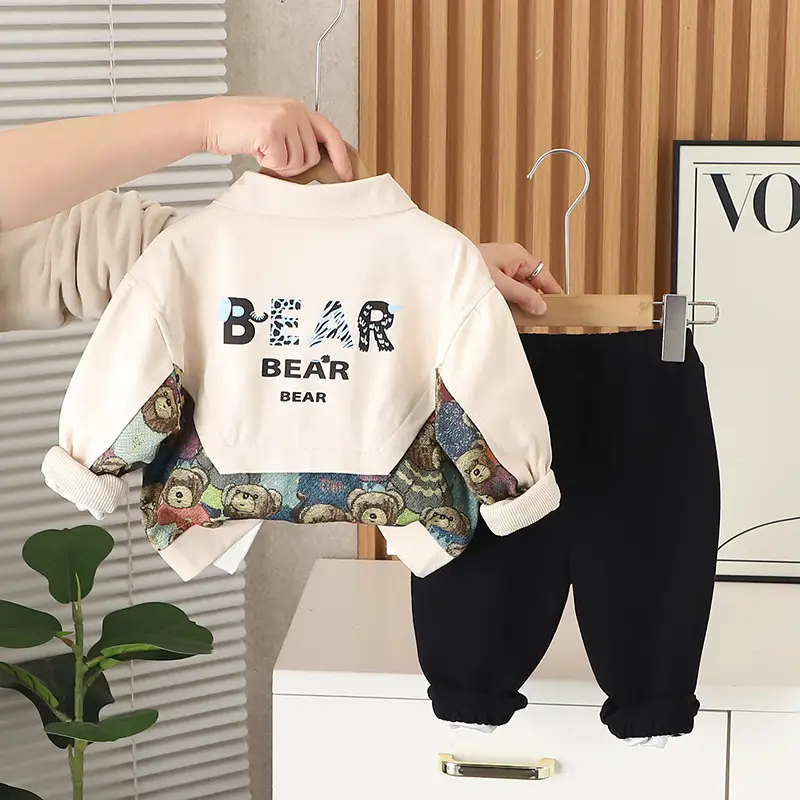 Childrens Cozy Outfit Stylish Top And Pants Three-Piece Set