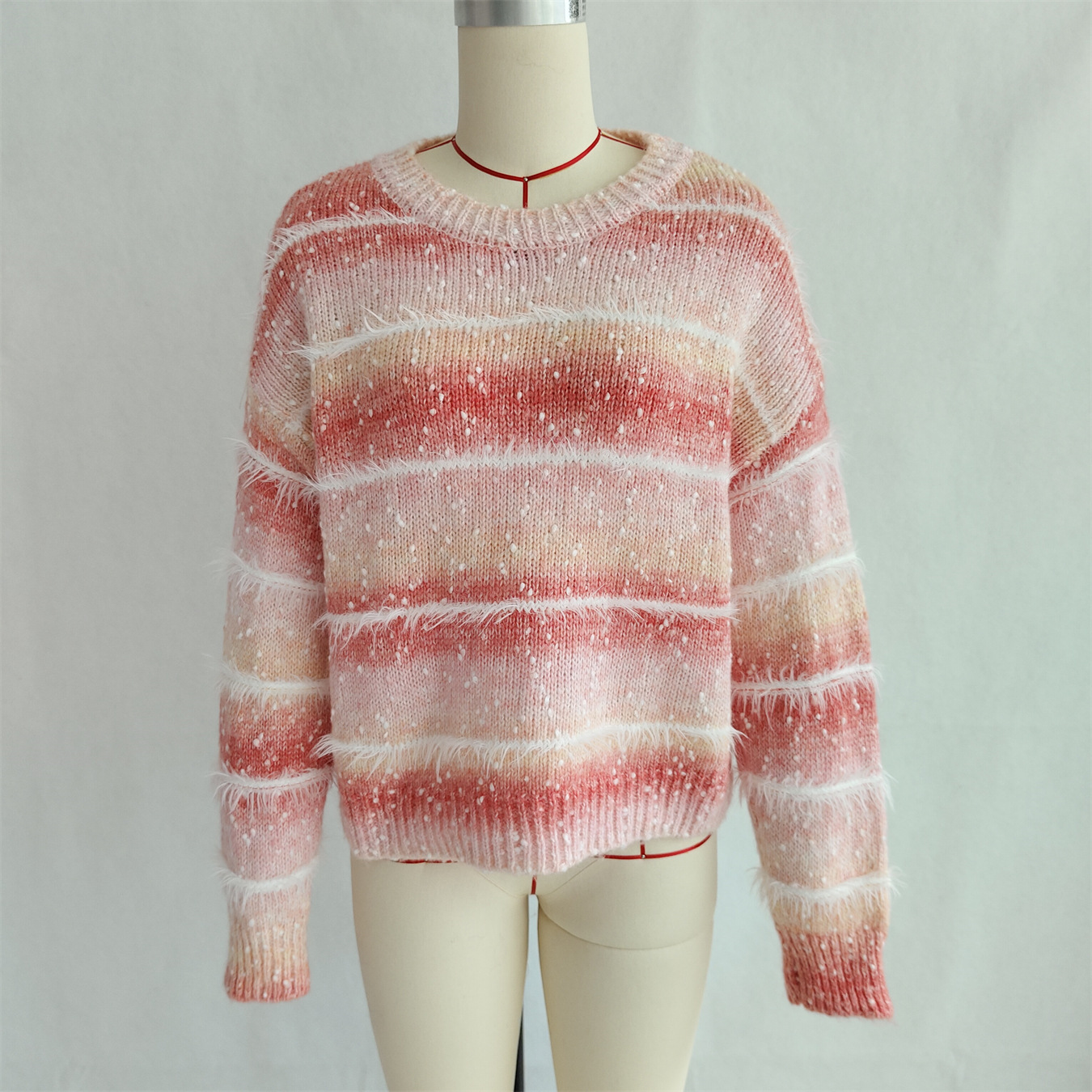 Striped Rainbow Pullover Gradient Cute Round Neck Sweater