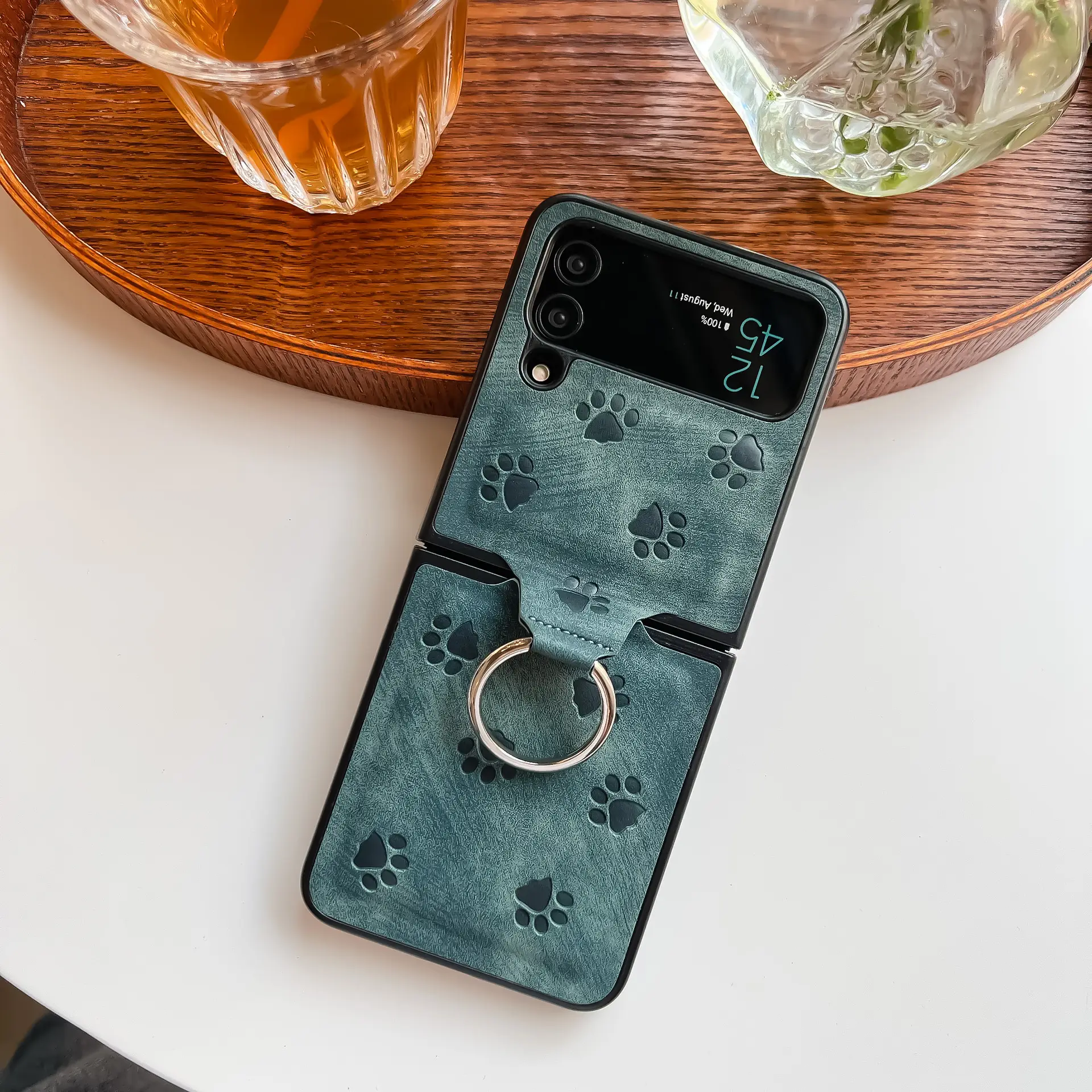 Generation Folding Phone Case Cat's Paw Frosted Ring Drop-resistant Protective Cover
