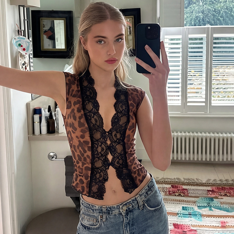 Cardigan Feminino de Tule com Estampa de Leopardo