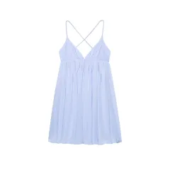 A- Line Umbrella Skirt Sexy Suspenders Puff Dress - Lavender Purple - View 1