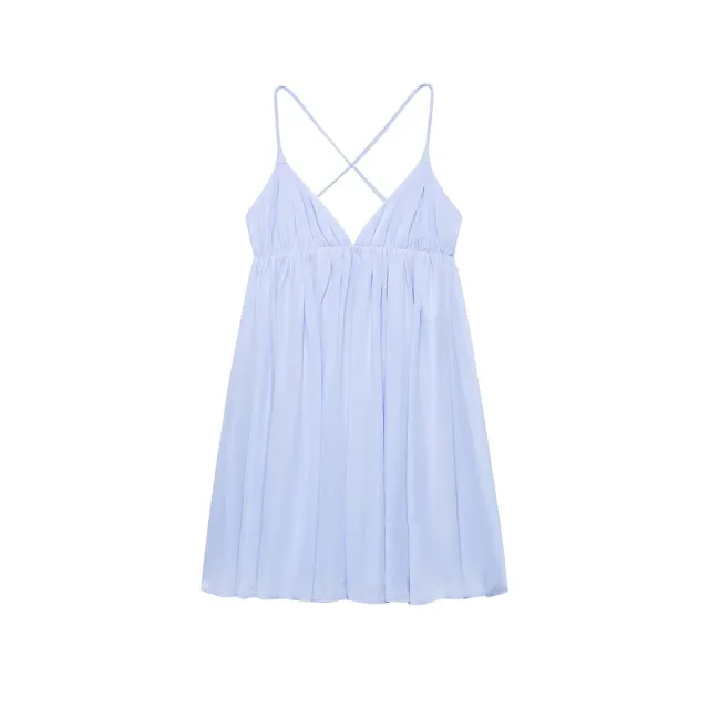 A Line Umbrella Skirt Sexy Suspenders Puff Dress Lavender Purple - Shop at LoveMi