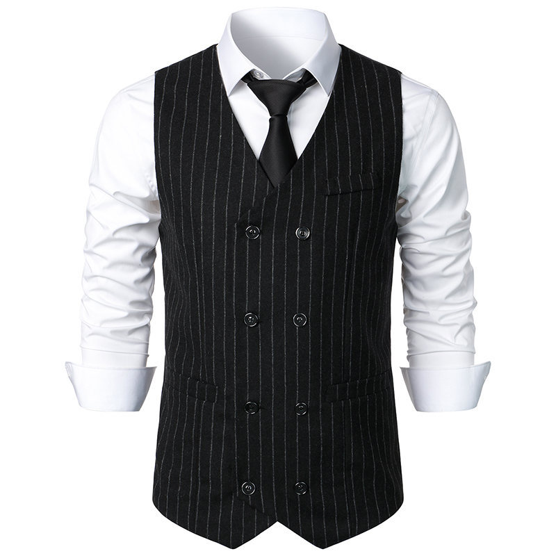 Men's Retro Casual Double Breasted Striped Vest thumbnail 4