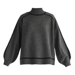 Knitwear Lazy Sweater Street Fashionable Women - Gray - View 1