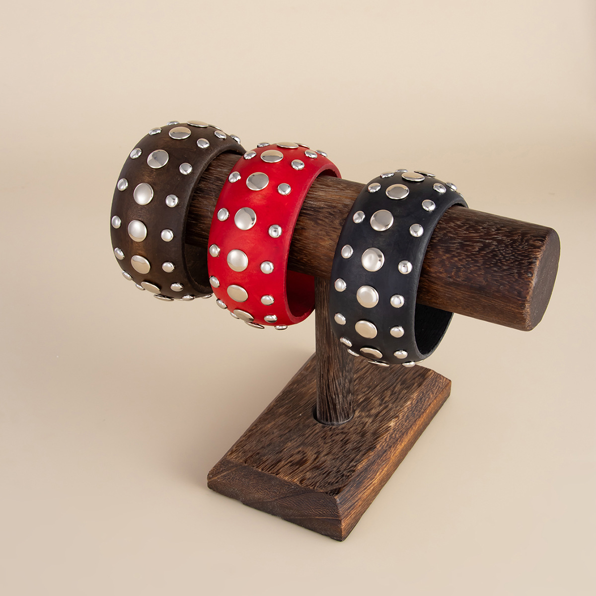 Punk-style Trendy Geometric Circular Wooden Bracelet