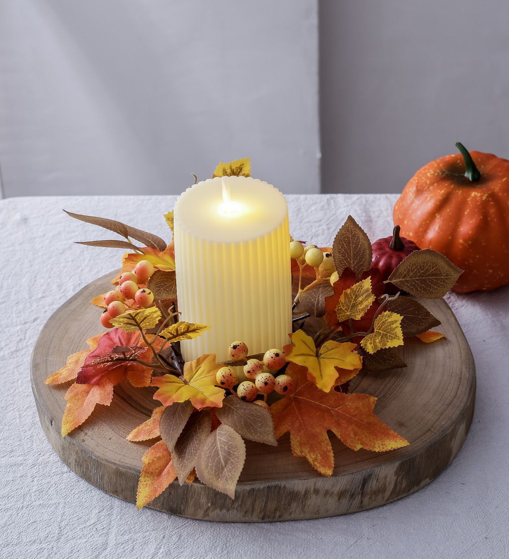 Title 12, Halloween Maple Leaf Candlestick Fruit Candle G...