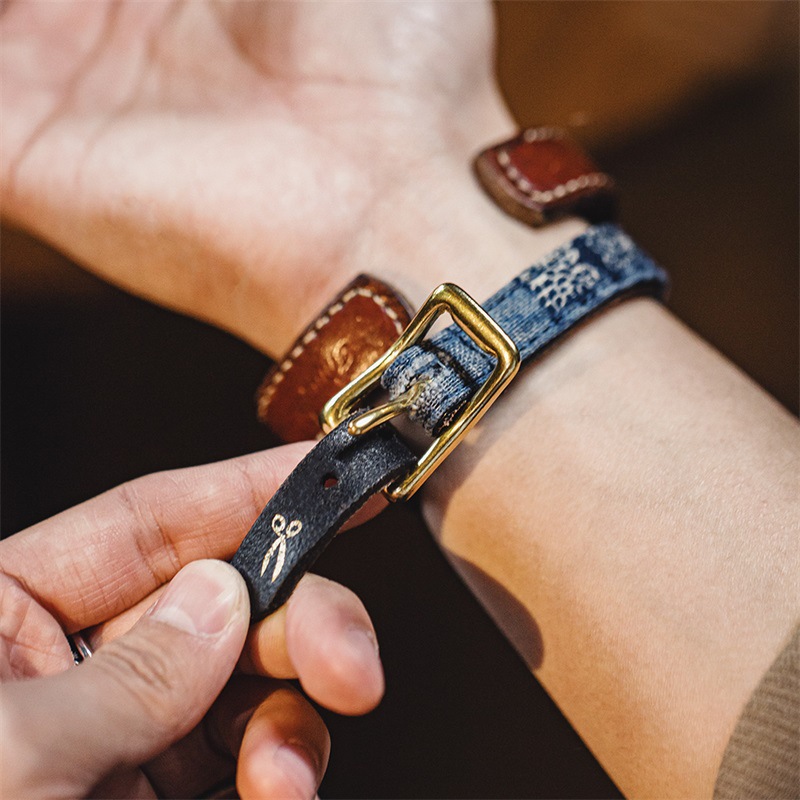 Vintage Patchwork Stitching Bracelet Brass