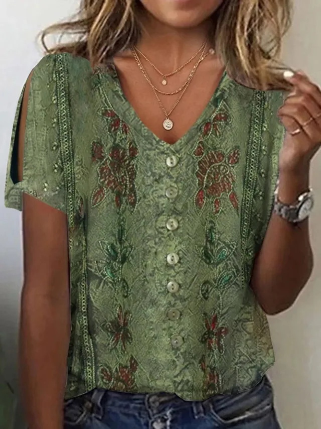 Casual Women's Short sleeved T shirt Green - Shop at LoveMi