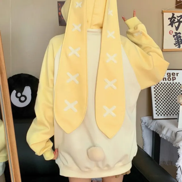 Cute Women's Autumn And Winter Casual All match Loose Hooded Sweater Yellow - Shop at LoveMi