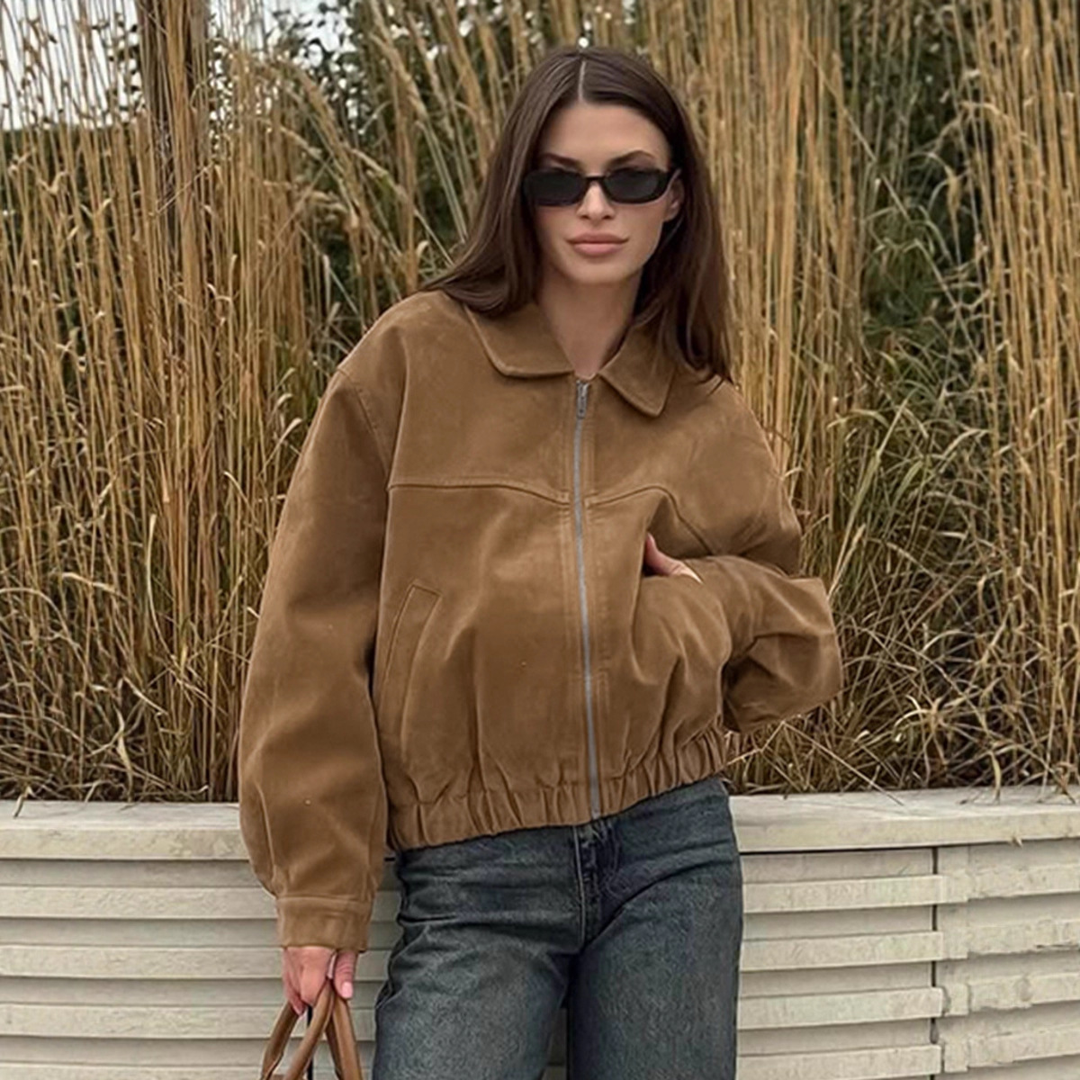 Womens Winter New Khaki Lapel Jacket