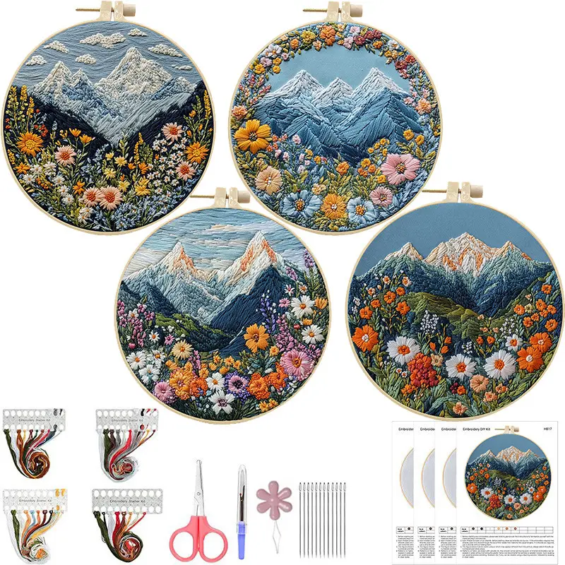 Mountain Style Diy Embroidery Handmade Cloth Art
