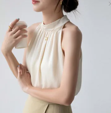 Temperament Slim fit Sexy Chic Apricot Backless Sling Top Apricot - Shop at LoveMi