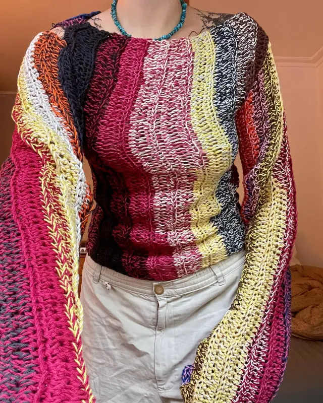 Minority Ethnic Style Mixed Color Knitted Sweater Ls3082 Bright M - Shop at LoveMi