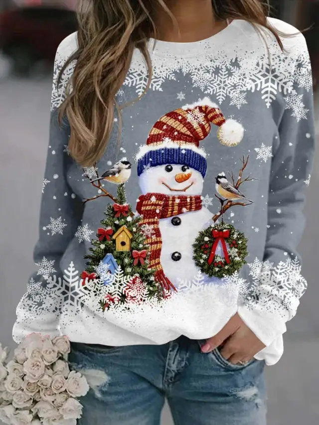Women's Christmas Snowman Print Top 3 Color 4Xl - Shop at LoveMi