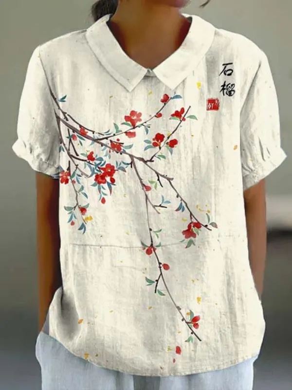 Shirt Women's Short Sleeve Creative Retro Short Sleeve T shirt 34 D758 - Shop at LoveMi
