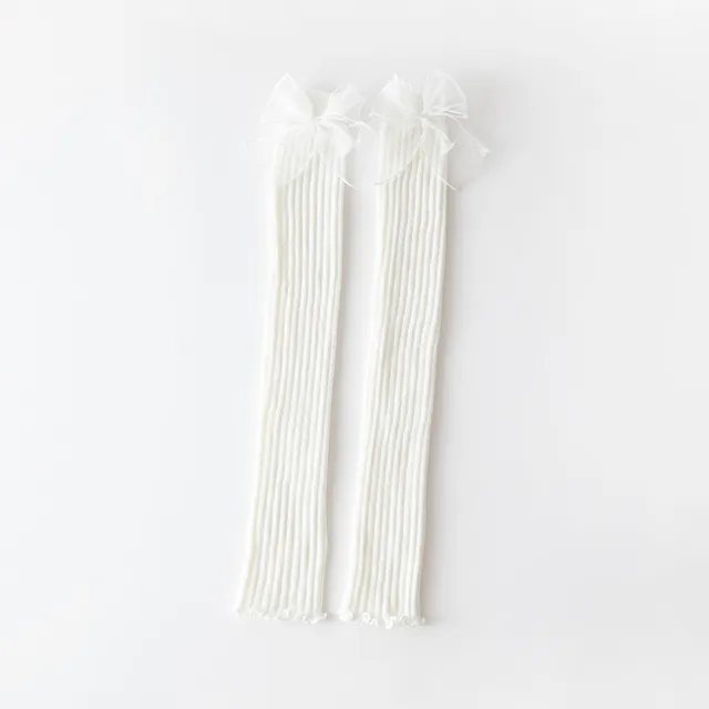 Female Bow Knot Pile Socks Autumn And Winter Soft Girl Calf Cover White - Shop at LoveMi