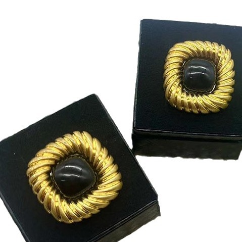 Retro Square Stud Earrings Mid-ancient Simple