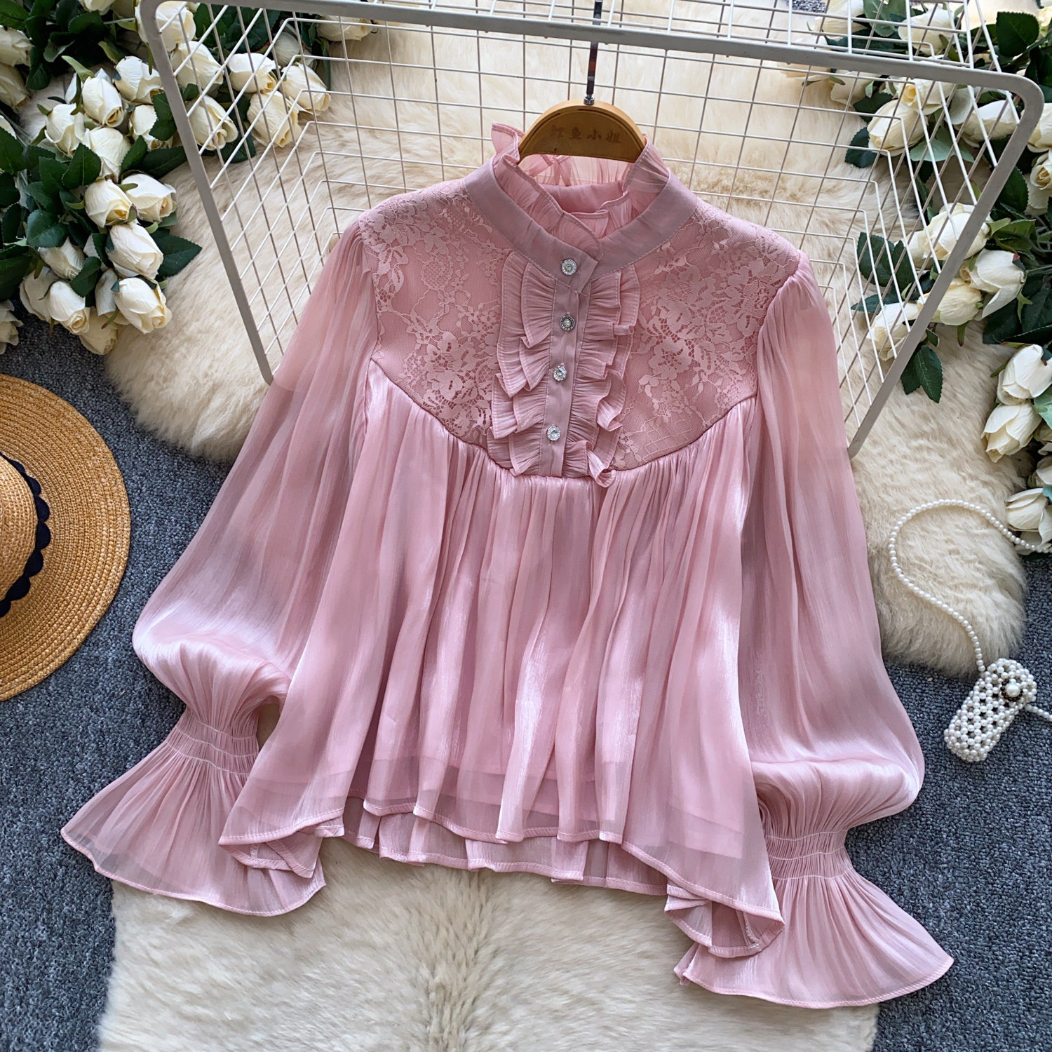 Women's Loose-fit Lace Blouse showing Detail