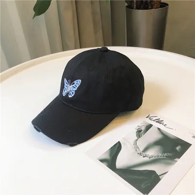 Butterfly Peaked Cap Women's Summer Korean Style - Black