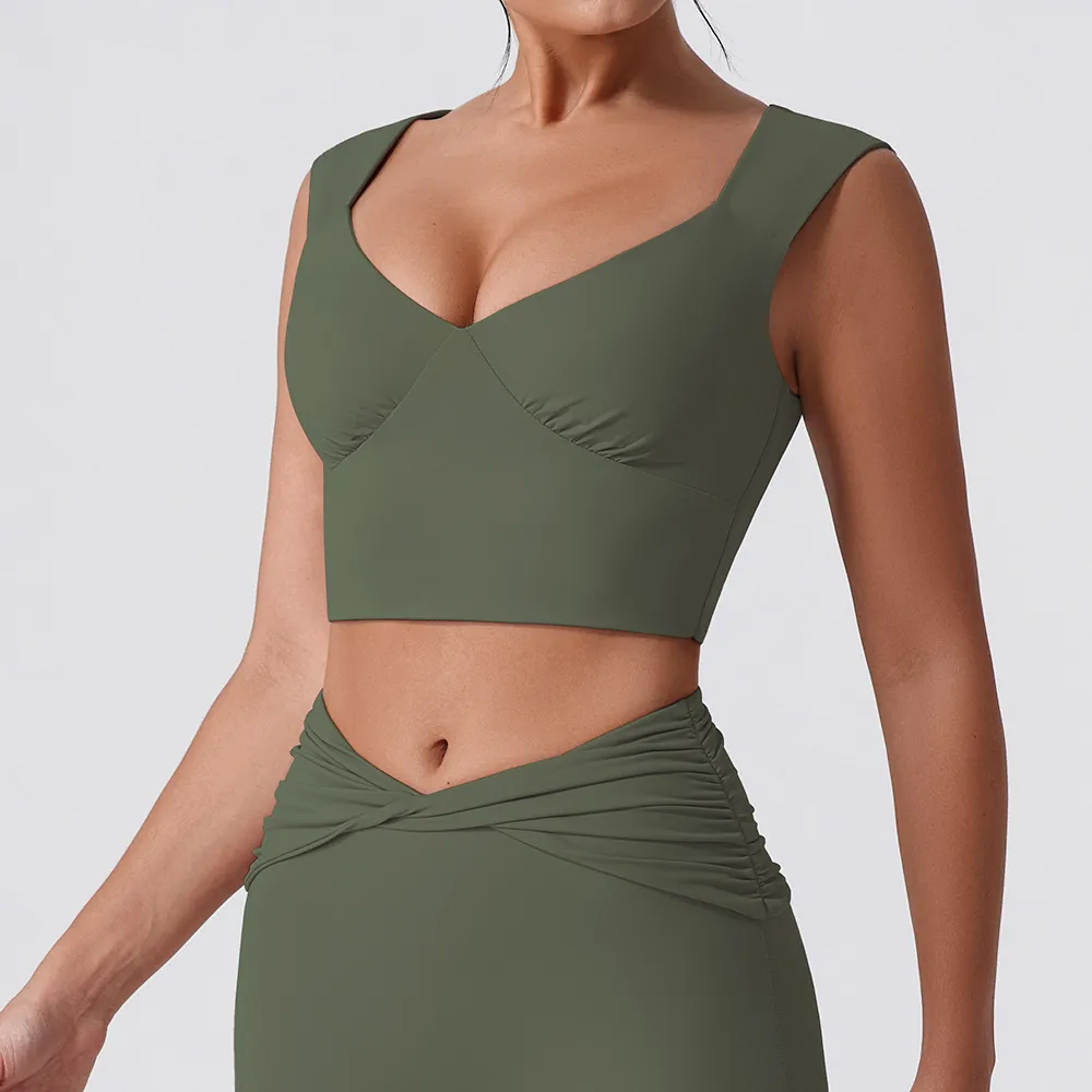 Women's Solid Color Sling Quick-drying Slim Fit Fashion Camisole - Olive