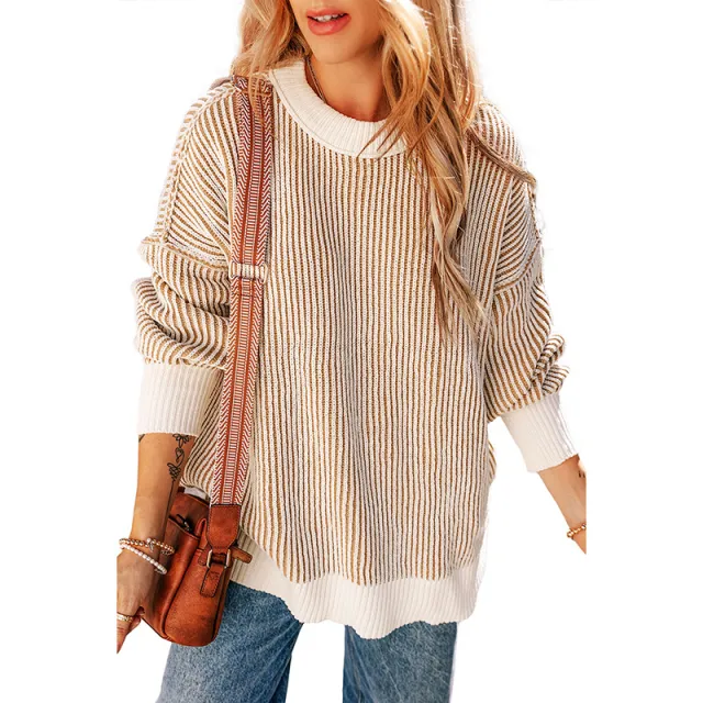 European And American Leisure Loose All matching Jumper Top Brown - Shop at LoveMi